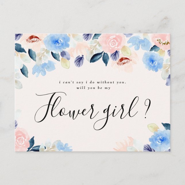 Postal De Invitación floral pastel será mi carta de flor (Anverso)