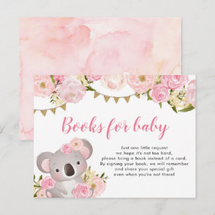 Postal De Invitación Floral rosa Wreath Koala Libros Para Bebés