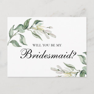 Postal De Invitación Floral ¿Serás mi dama de honor. Boda de verano