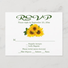 Postal De Invitación Floral Sunflower RSVP Partido de la Boda Verde Ama