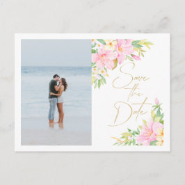 Postal De Invitación Floral Watercolor Boda Foto Guardar la fecha