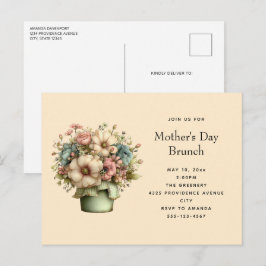 Postal De Invitación Flores acogedoras en una maceta para el Día de la