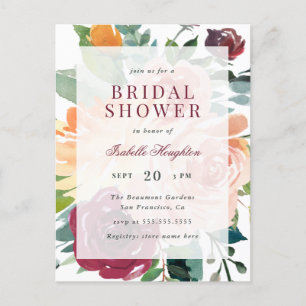 Postal De Invitación Flores acuáticas modernas Ducha nupcial de primave