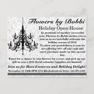 Postal De Invitación Flores de Bobbi Holiday Open House 2014