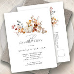 Postal De Invitación Flores de calabaza blanca Fiesta de cumpleaños núm<br><div class="desc">Las calabazas de otoño están enclavadas en delicadas flores silvestres amarillas y naranjas para crear una estética elegante. Todo el texto es editable para que puedas diseñar fácilmente tu propio estado de ánimo especial.</div>