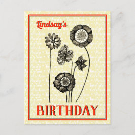 Postal De Invitación Flores de cosecha Nombre al cumpleaños floral pers