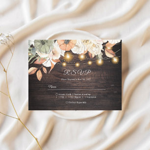 Postal De Invitación Flores de época y calabaza otoño