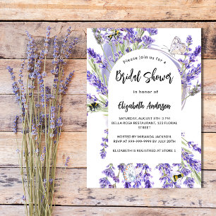 Postal De Invitación Flores de lavanda ducha de novia violeta