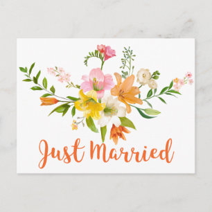 Postal De Invitación Flores de lirio para desayuno nupcial naranja rosa