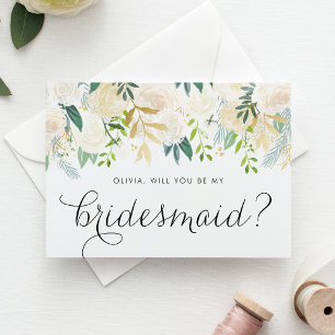 Postal De Invitación Flores De Marfil Suaves Serás Mi Novia