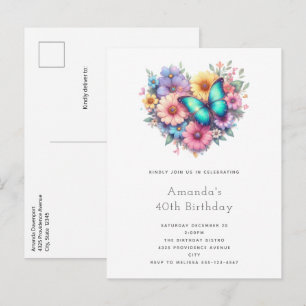 Postal De Invitación Flores de margarita con feliz cumpleaños de una he