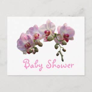 Postal De Invitación flores de orquídea rosadas bonitas y elegantes bab