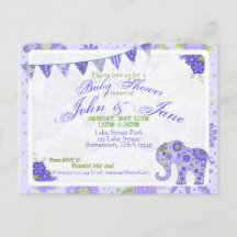 Flores elefantes Baby Shower moradas