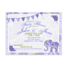 Flores elefantes Baby Shower moradas