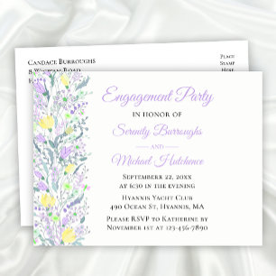 Postal De Invitación Flores Florales Flores Amarillas Moradas Compromis