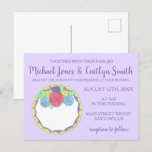 Postal De Invitación Flores florales Rosas Boda de ducha de novia