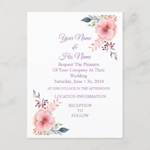 Postal De Invitación Flores Pansy rosadas Thunder_Cove