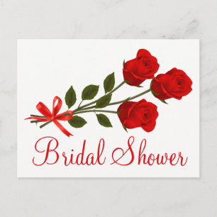 Postal De Invitación Flores Rojas Rosas Bodas de Novia Flores de Regade