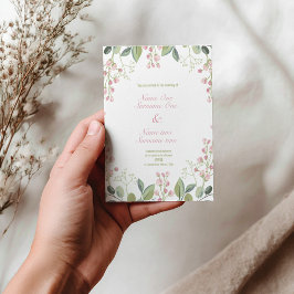 Postal De Invitación Flores rosas y verdes