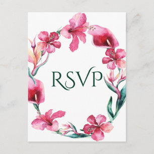 Postal De Invitación Flores tropicales hawaianas elegantes bodas RSVP