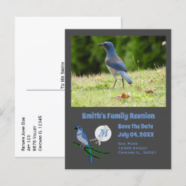 Postal De Invitación Florida Scrub Jay Family Reunion Monograma Foto