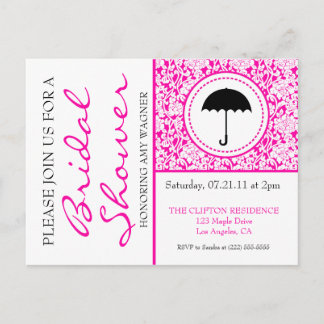 Postal De Invitación Flouridal Gótica Blanca y Rosa
