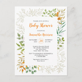 Postal De Invitación Foliage de otoño de presupuesto Baby Shower botáni