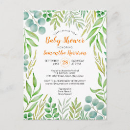 Postal De Invitación Foliage Foliage Fall Botanical Baby Shower