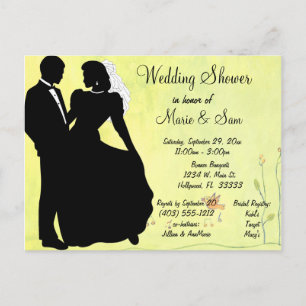 Postal De Invitación Fondo De La Novia De Silhouette Y La Primavera De