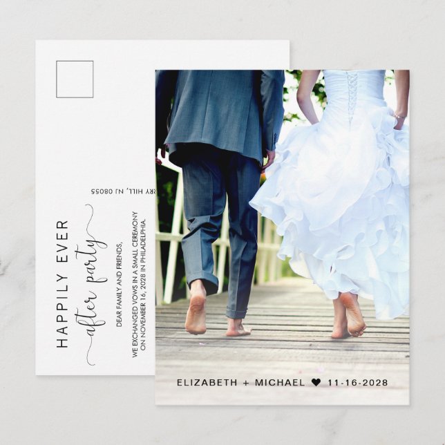 Postal De Invitación Foto boda Feliz Desde La Recepción Del Fiesta (Anverso / Reverso)