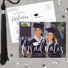 Postal De Invitación Foto conjunta de graduados con guión moderno