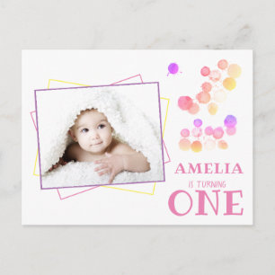 Postal De Invitación Foto de cumpleaños con manchas coloridas para el p