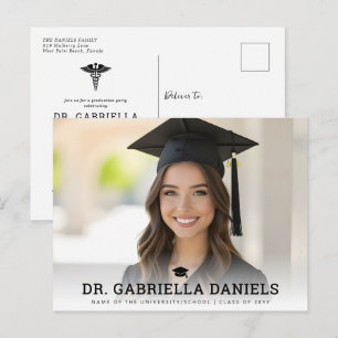 Postal De Invitación Foto de graduación de médico de facultad de medici
