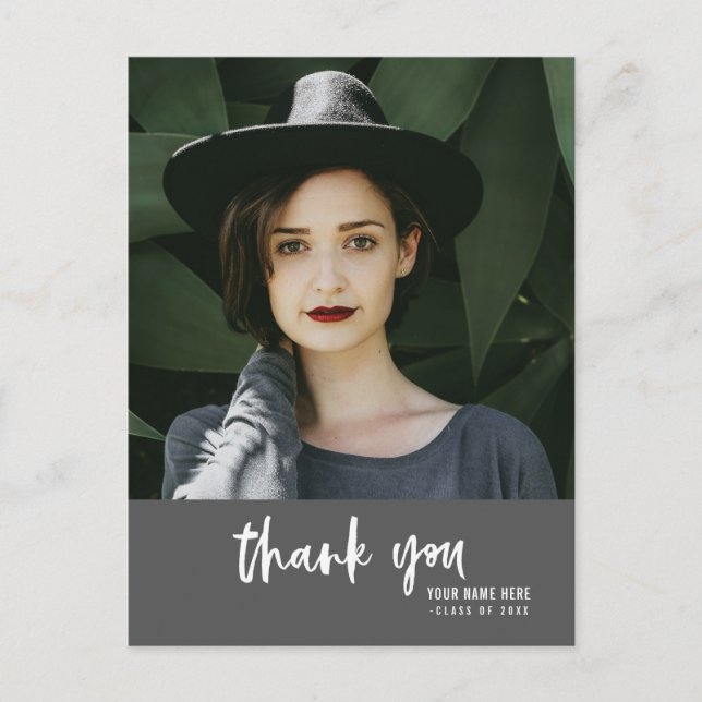 Postal De Invitación Foto de graduación Gracias Postcard (Anverso)