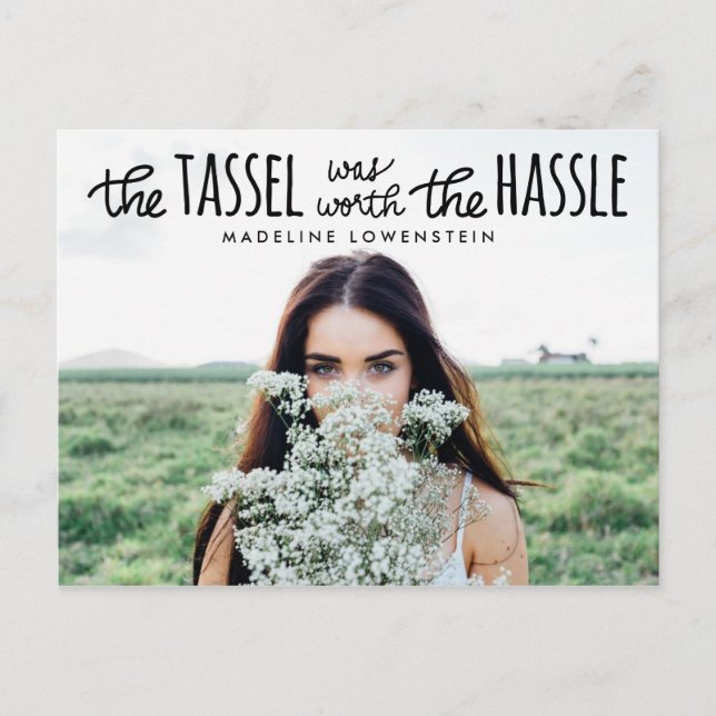 Postal De Invitación Foto de graduado Casual Simple Cute Typography (Anverso)