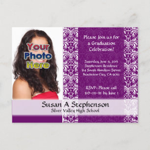 Postal De Invitación Foto de la fiesta de graduación de Damask con clas