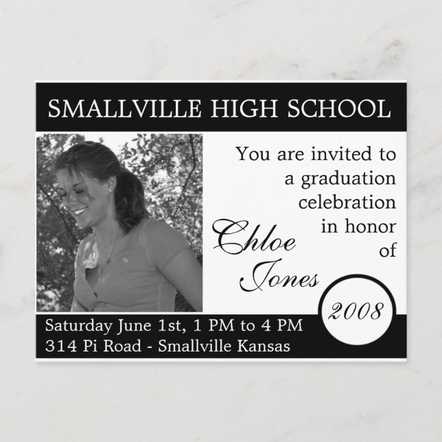 Postal De Invitación Foto de personalizable/Tarjeta de graduación de co (Anverso)