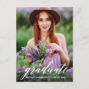 Postal De Invitación Foto del partido de graduación de guión de caligra