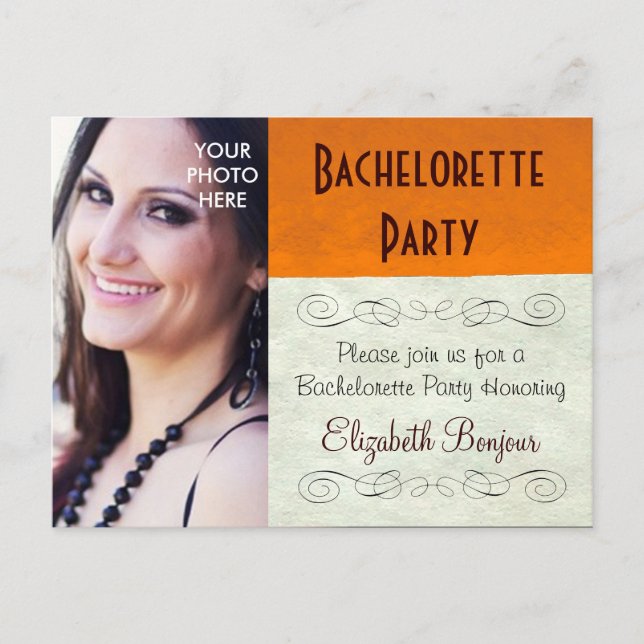 Postal De Invitación FOTO INSERTAR ~ Postcard / Bachelorette de invitac (Anverso)