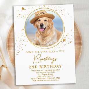 Postal De Invitación Foto Mascota personalizada de cumpleaños de perro 