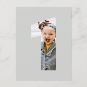 Postal De Invitación Foto minimalista 1er cumpleaños PERSONALIZADO COLO