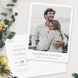 Postal De Invitación Foto Minimalista moderna Salven al Boda de citas