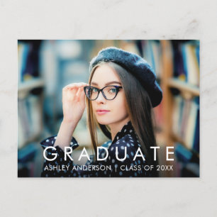Postal De Invitación Foto moderna de graduación Minimalista
