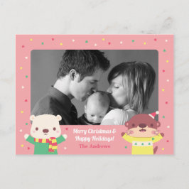 Postal De Invitación Foto navideña de osito polar y Navidades cloacales