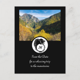 Postal De Invitación Fotografía de Monograma de la tribal Lobo Negro