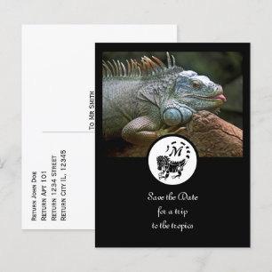 Postal De Invitación Fotografía en monograma de la silueta de la iguana