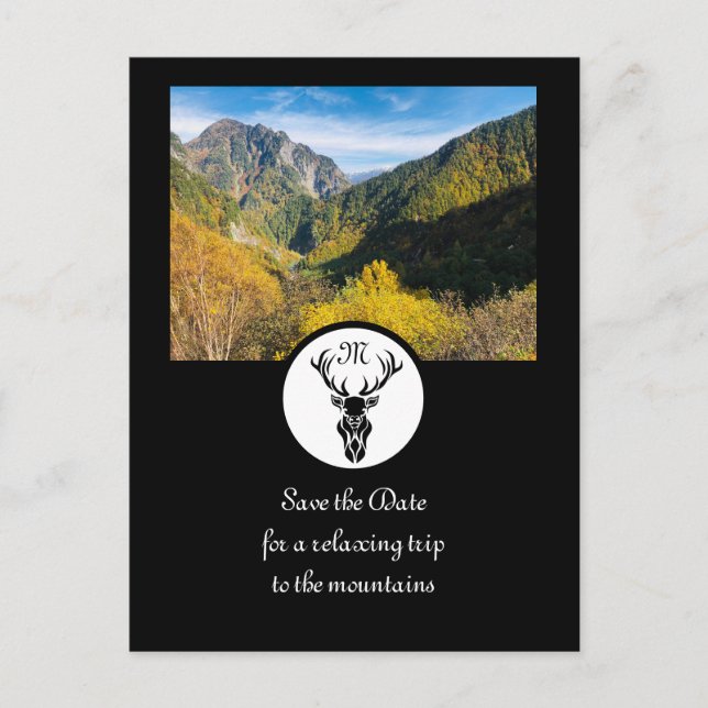 Postal De Invitación Fotografía en monograma de silueta de estadio negr (Anverso)