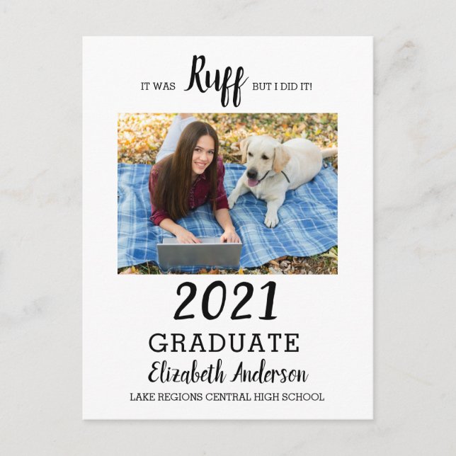 Postal De Invitación Fotografía Graciosa Fue Clase Ruff De Graduación 2 (Anverso)