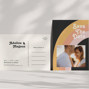 Postal De Invitación Fotomoderno Retro Arcoíris Oscuro de los 70 Guarda