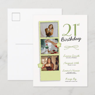 Postal De Invitación Fotos de moda de Polaroid Cumpleaños